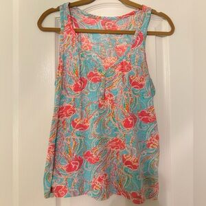 Lilly Pulitzer Hartley tank top, Spa Blue Jellies Be Jammin, size small